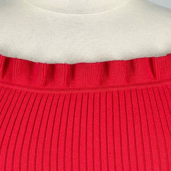 Parker Gyladyce Off Shoulder Ruffle Trim Knit Sweater Strawberry Red size Large - Picture 5 of 12